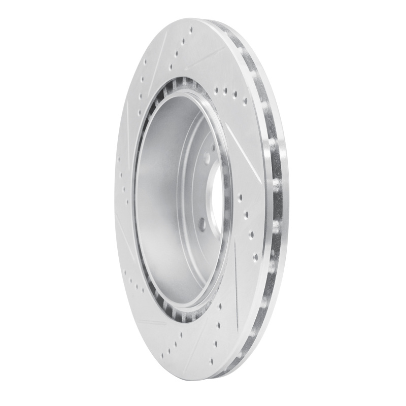 Mitsubishi Lancer Brake Rotor (1) - Rear Right - R1 Concepts - Drilled & Slotted - Silver - `08-`15